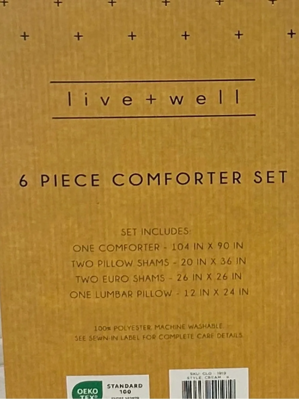 Live Well 6 Piece Cream King Comforter Set with Lumbar Pillow 104”x90”